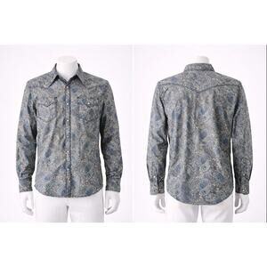 vintage Wrangler 20X Paisley Western Snap Shirt Men’s XL Blue Brown Long Sleeve